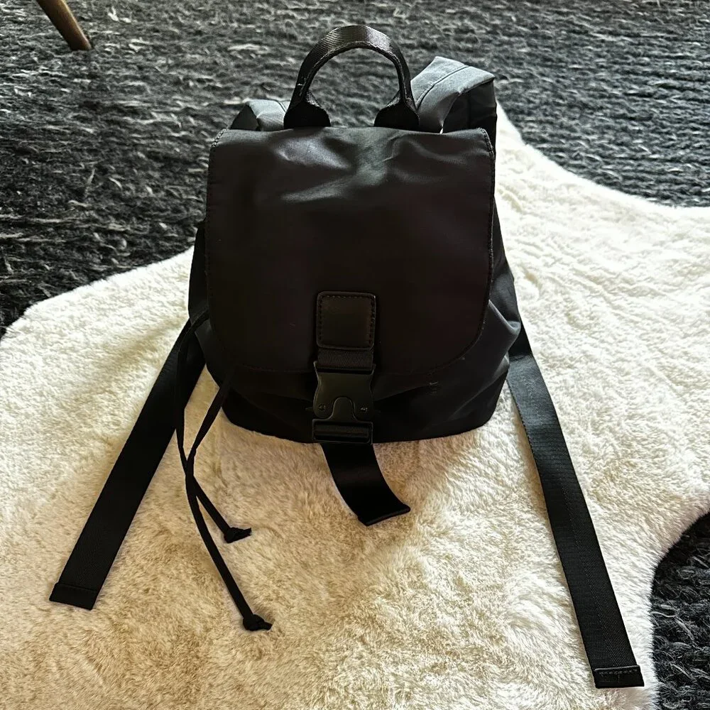 Standard 199//1 Mini Black Nylon Flap Backpack - Picture 2 of 16